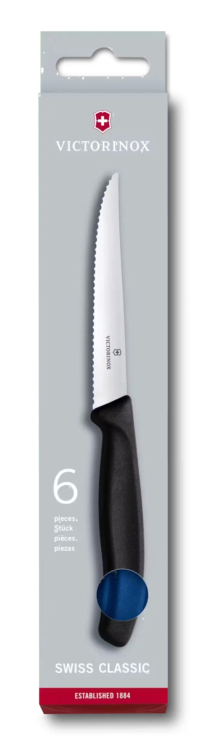 Swiss Classic Steak and Pizza Knife Set, 6 Pieces, 4 in