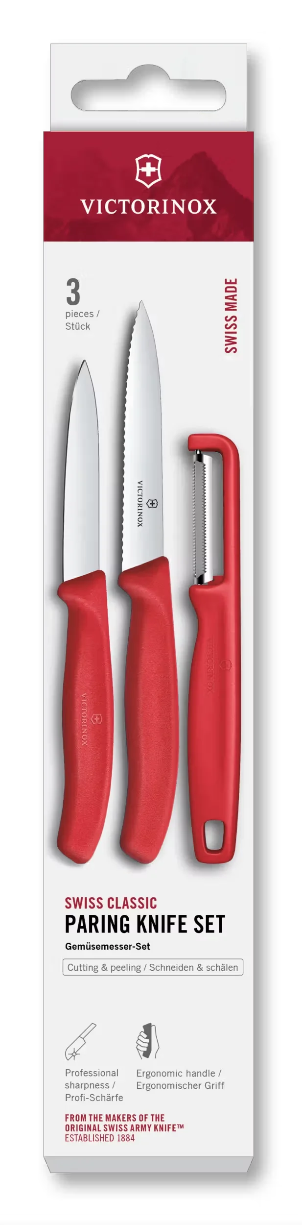 Swiss Classic Paring Knife Set with I-Peeler, 3 Pieces, 4 in