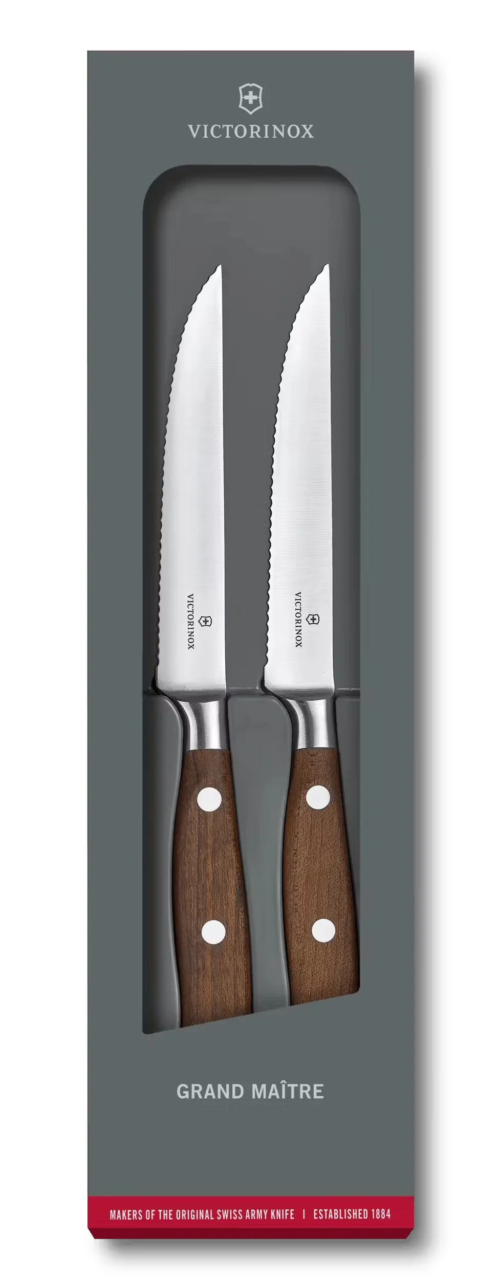 Grand Maître Wood Steak Knife Set, wavy edge, 5 in