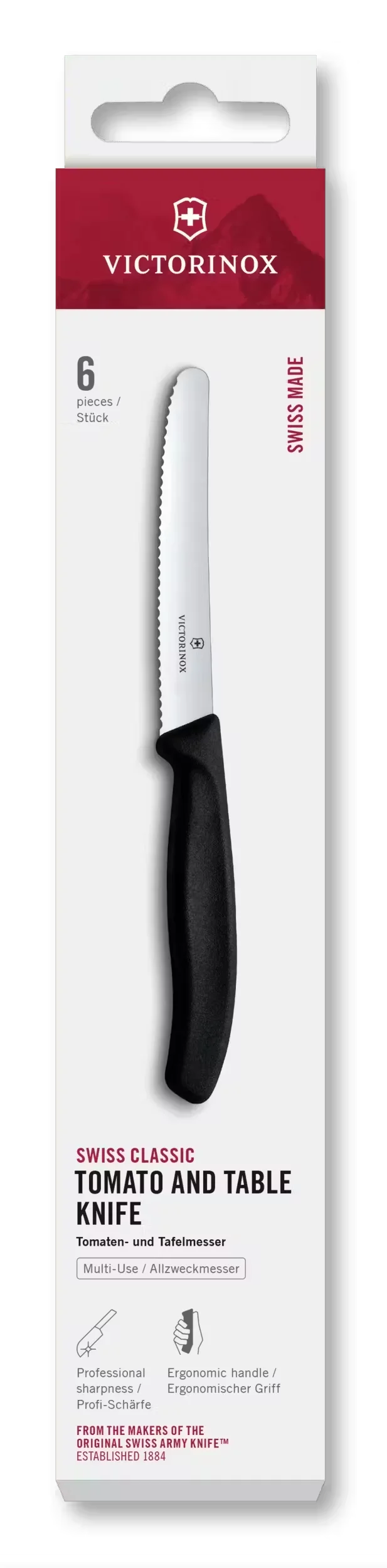 Swiss Classic Tomato and Table Knife Set, 6 Pieces, 4 in
