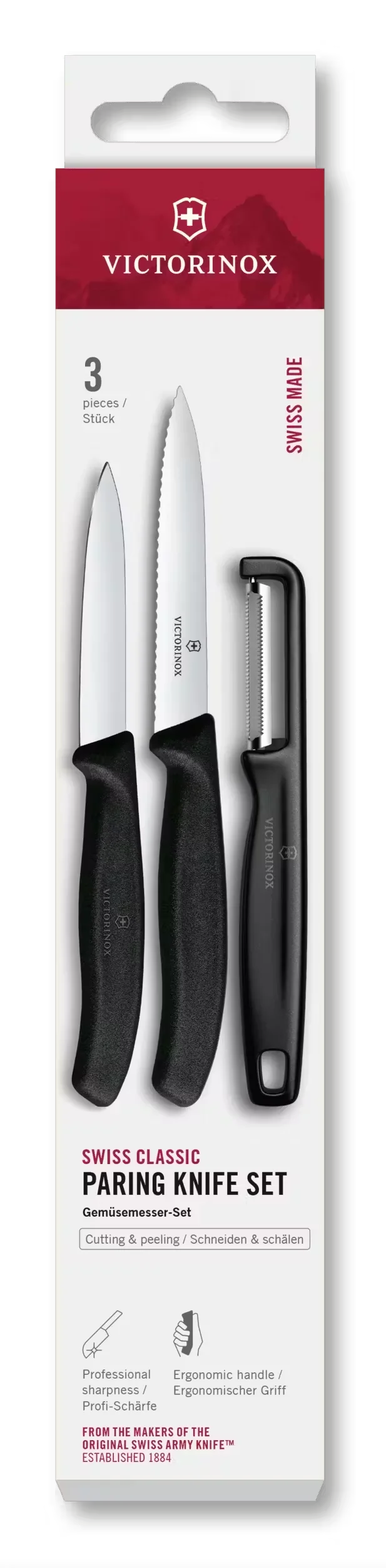 Swiss Classic Paring Knife Set with I-Peeler, 3 Pieces, 4 in